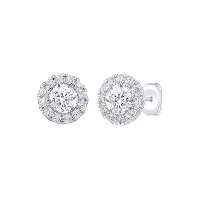 Round Lab Diamond Halo Studs (1 ct. tw.)
